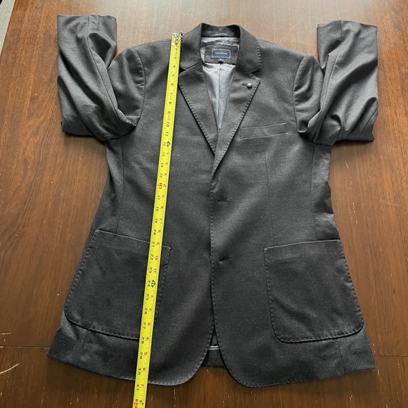 7 Diamonds Mens Medium 4 Way Stretch Blazer Dark Grey Modern 2 Button - Picture 8 of 14